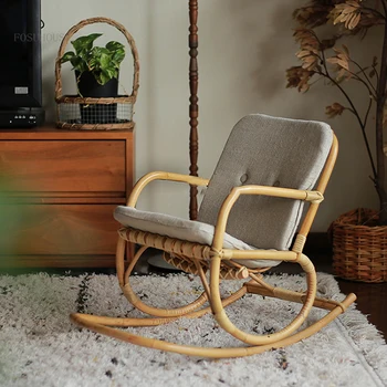 Скандинавские креативные стулья для гостиной из ротанга, домашняя мебель для гостиной, Современное кресло-качалка на балконе, Одноместное ленивое кресло для отдыха