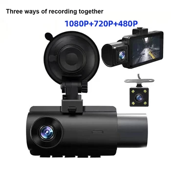 3 Камеры Автомобильный Видеомагнитофон 1440P Автомобильная Видеокамера 24h Парковочный Монитор Ночного Видения Двойной Видеорегистратор GPS WIFI Автозапчасти