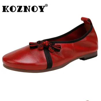 Из натуральной кожи Koznoy 2,5 см, летние женские слипоны с художественным этническим узлом, дизайнерская новинка на плоской подошве, дизайнерская обувь для отдыха