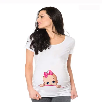 Футболка для беременных с детским принтом, забавные футболки для беременных для модных мам, милая рубашка для беременных с принтом, топы с короткими рукавами