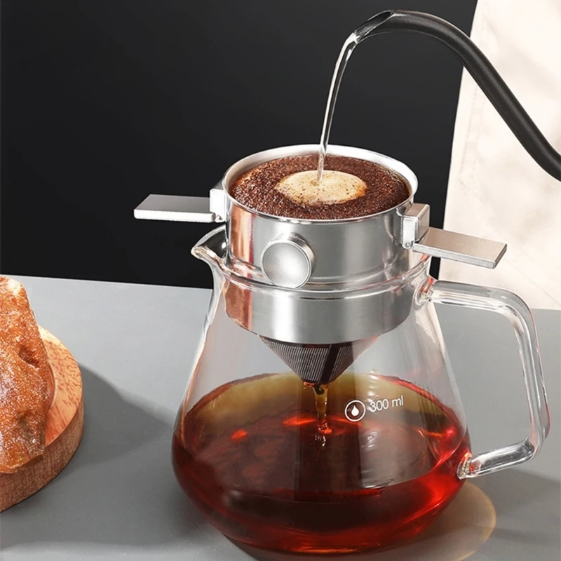 Складная-Переносная Фильтрация для кофе Складной фильтр из нержавеющей стали для заливки кофе-Капельница для офисных поездок многоразового использования