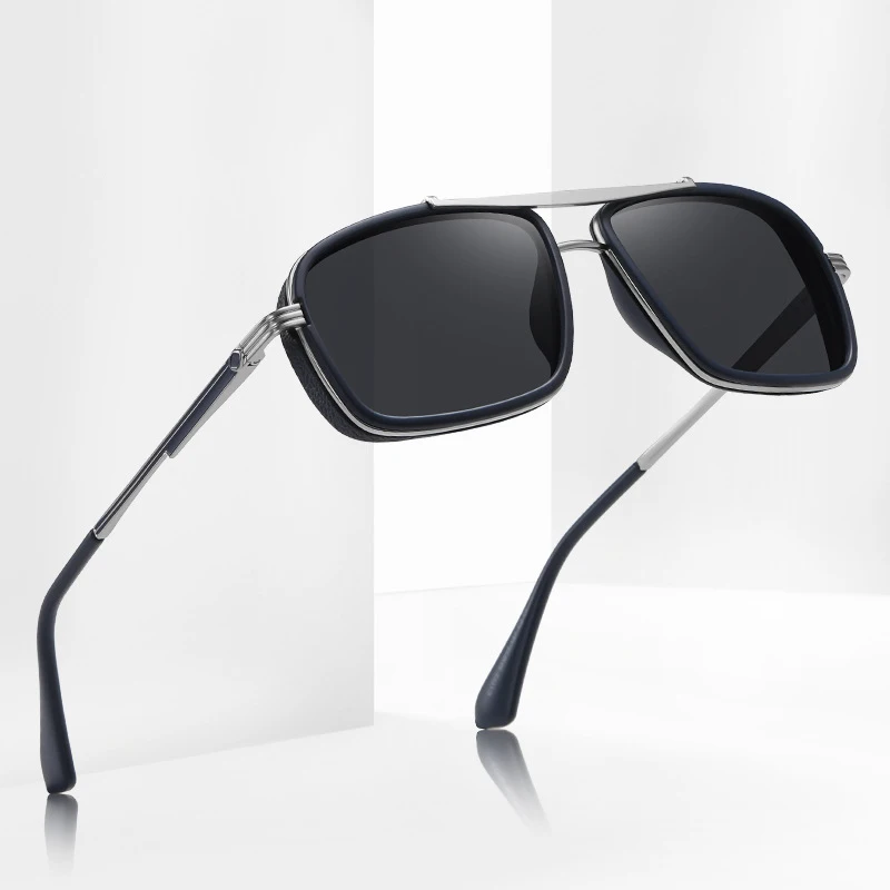 Новые металлические квадратные поляризованные солнцезащитные очки, классическое зеркало для вождения, солнцезащитные очки с защитой от бликов, мужские солнцезащитные очки на пружинных ножках