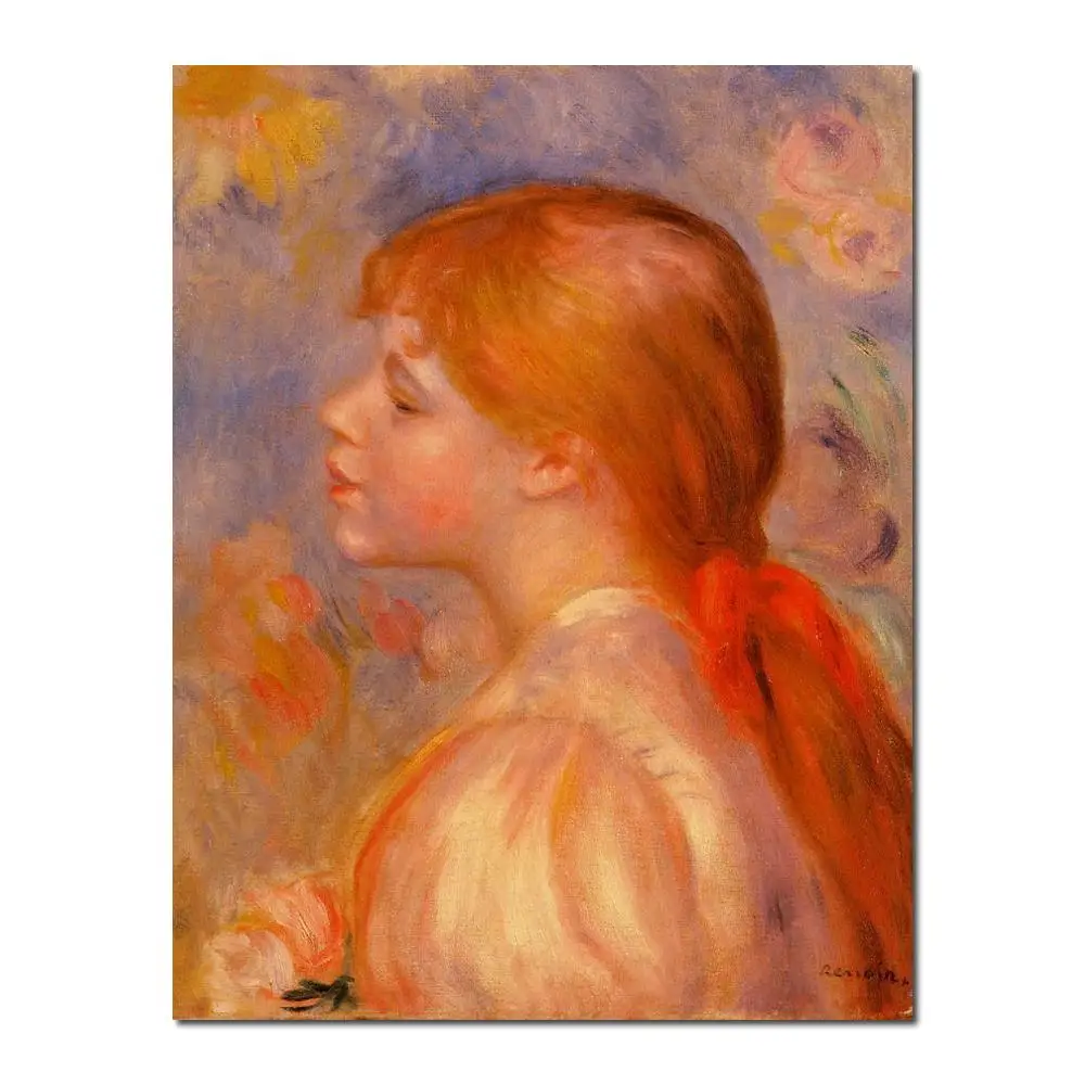 продаются большие картины маслом Девушка с красной лентой для волос Пьер Огюст Ренуар холст искусство ручной работы Высокое качество