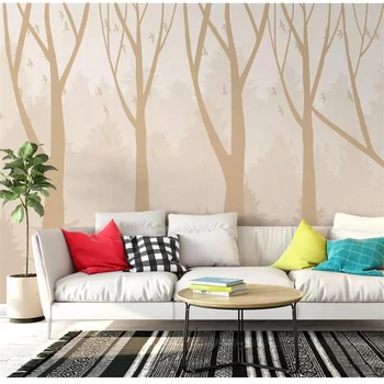 обои beibehang на заказ, 3d фотообои, скандинавский минималистский лес, ретро диван, фоновая стена, высококачественные минималистичные 3D обои