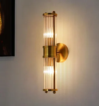 Современный роскошный хрустальный настенный светильник, украшение американской гостиной, настенный светильник, бронзовая светодиодная лампа