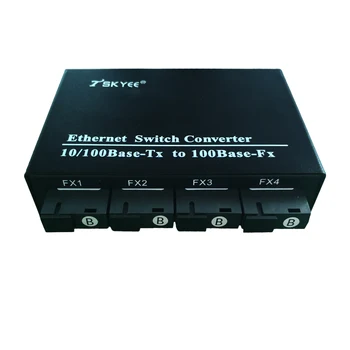 TSKYEE TY-CX04G-4DA Коммерческого Класса 100M 4 Оптических 4 Электрических Оптических Волоконных Приемопередатчика, Медиаконвертера Fiber Ethernet