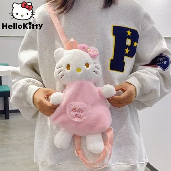 Sanrio Hello Kitty Игрушка Кукла Плюшевые Мини Рюкзаки Для Женщин Y2k Мода 2023 Новые Сумки Для Мобильных Телефонов Kawaii Розовые Сладкие Подарки Для Девочек