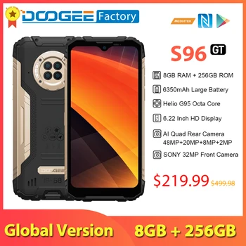 Смартфон DOOGEE S96GT 8 ГБ 256 ГБ 6,22 Дюймов Android 12 Мобильных Телефонов 24 Вт Быстрая Зарядка 32 Мп Фронтальная Камера 6350 мАч Мобильный Телефон
