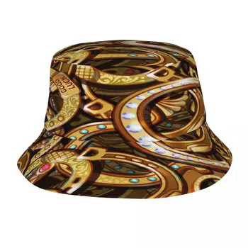 Шляпа-ведро с золотыми подковами, летние шляпы, Рыбацкая шляпа, складные женские мужские солнцезащитные кепки