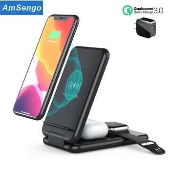 Amsengo 15 Вт Беспроводные Зарядные Устройства Для Телефонов Держатель Для iPhone Xiaomi Huawei Samsung Быстрая Зарядная Панель Для Apple Watch 5 4 3 2 Airpods Pro