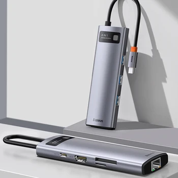 USB C Концентратор 4K @ 30 Гц USB C-HDMI-совместимый 8-в-1 USB-концентратор RJ45 PD 100 Вт Адаптер для Macbook M2 M1 Аксессуары для ПК Распродажа