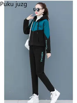 Зимний женский спортивный костюм 2022 года, толстовки, брюки, костюм из 2 предметов, спортивный костюм, Женский пуловер с капюшоном, повседневная одежда для бега, толстовка