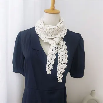 Новый треугольный шарф с накладным воротником рубашки для женщин, связанный крючком, Поддельные воротники, вырез блузки, свитера, Съемный декоративный воротник на шнуровке