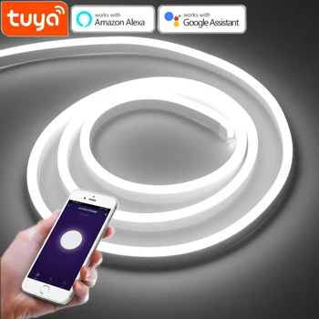 12V EU/ US plug WiFi светодиодный светильник для шкафа С приложением Tuya Smart life и голосовым Управлением 1/2/3/4/5 М Кухонная неоновая лампа для декора Гардероба