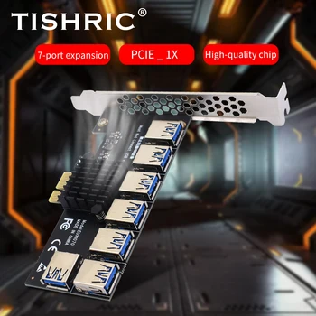 TISHRIC Riser PCI Express x16 PCI-E Riser Card 1-4/5/6/7 USB3.0 Концентратор Riser Mining Адаптер PCI Express Множитель Для Майнера BTC